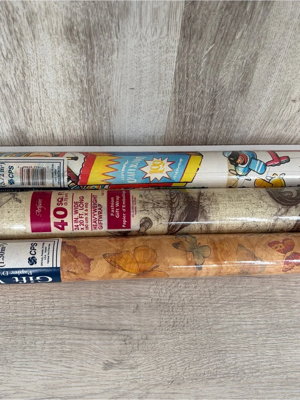 Lot Of 3 Vintage Wrapping Paper Rolls New Sealed Nature Birthday Cottage Holiday